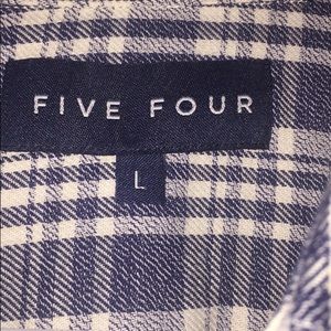 FIVE FOUR BLUE WHITE PLAID BUTTON DOWN SHIRT